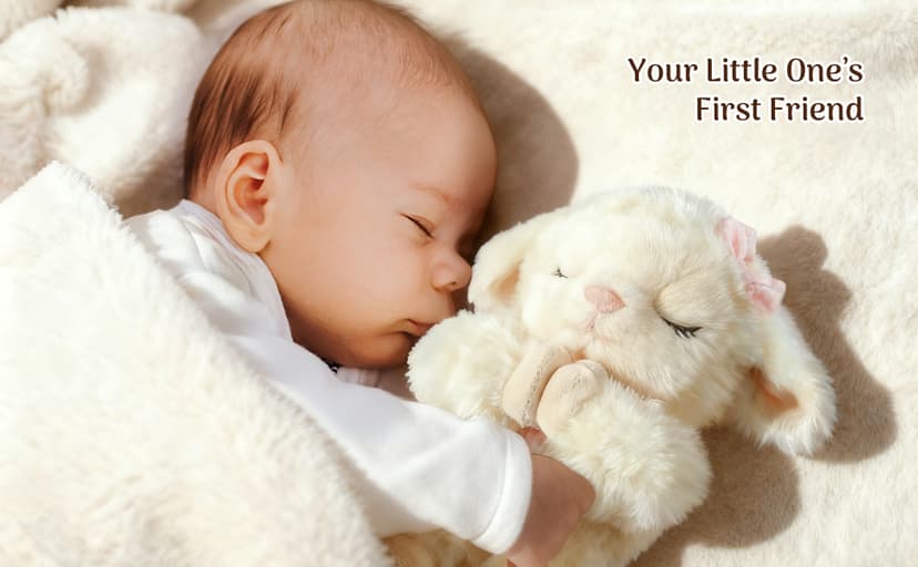 Baptism Gifts for Girl, Catholic Christening, Baby Dedication & Baptismal Gift Set for Baby Girls & Kids - with 9" Musical Praying Lamb Plush Toy & God's Little Blessing Book in Keepsake Box