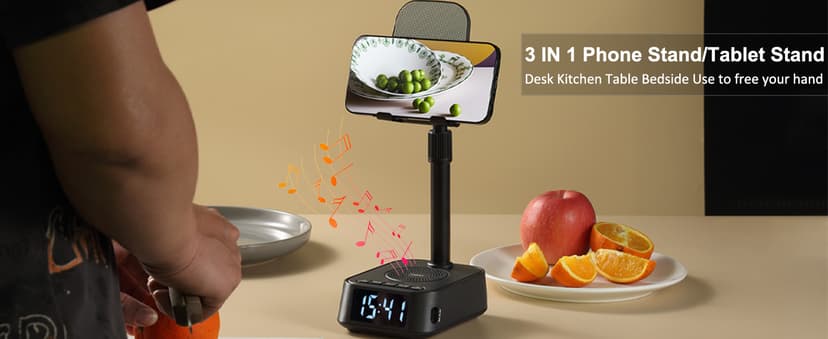 Gifts for Men Women, Adjustable Phone Stand Bluetooth Speaker, Birthday Gifts Him Husband, Phone Holder for Kitchen Desk Bedroom, Cool Tech Gadget for Dad Mom Boyfriend, Christmas Ideal