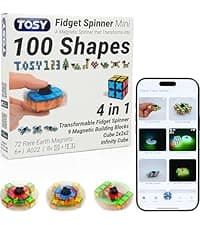 TOSY Magnet Fidget Spinner Mini - 8 Blocks, 3 in 1 Toy: Transformable Fidget Spinner, Infinity Cube, 2x2 Puzzle Cube, Christmas Stocking Stuffers Gift for Kids/Adults, STEM Sensory Stress Relief Toy