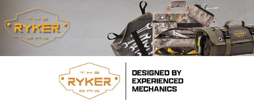 The Ryker Roll Up Tool Bag Organizer Gifts for Dad. Heavy Duty Motorcycle Tool Roll Bag Organizer. Portable Rollup Toolbag w/Detachable Pouches - Tools Bags Mens gifts for him - Mechanic & Electrician