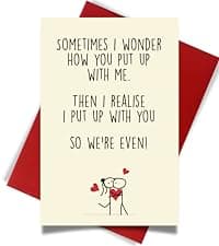 Cheerin Funny Greeting Card with Envelope - Anniversary Card - Romantic Birthday Card - Hilarious Gifts for Him Her Girlfriend Boyfriend Wife Husband