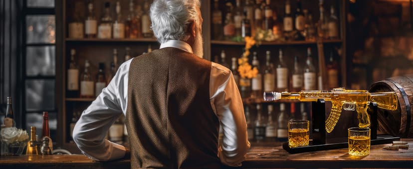 Whiskey Decanter AK47 Set with 2 Whiskey Glasses, Gifts for Men Dad Stocking Stuffers, Unique Christmas Anniversary Birthday Gift for Him Husband, Cool Presents liquor dispenser for Home Bar