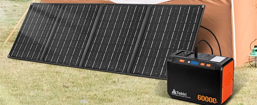 Takki Solar Generator 250W Portable Power Station with 40W Solar Panels 222Wh Pure Sine Wave Camping Lithium Battery Power Bank with AC 110V Outlet for Camping Home Use Emergency Outdoor