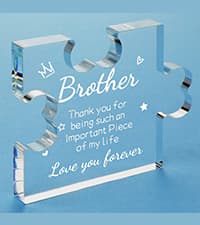 Funnli Gifts for Men Boys Acrylic Plaque - Fathers Day Christmas Birthday Gifts for Brother 3.35 x 2.76 Inch Desk Decorations - Brother Son Nephew Grandson Graduation Gifts from Sister