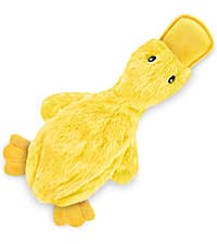 Best Pet Supplies Crinkle Dog Toy for Small, Medium, and Large Breeds, Cute No Stuffing Duck with Soft Squeaker, Fun for Indoor Puppies and Senior Pups, Plush No Mess Chew and Play - Yellow