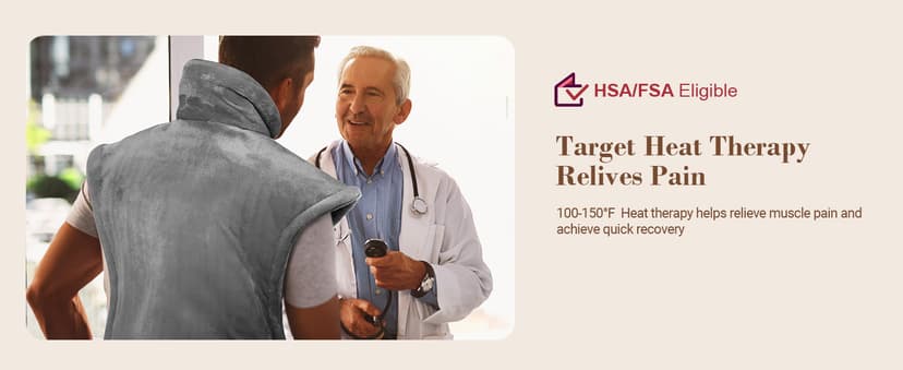 Comfier Heating Pad for Back Pain Relief, Fast Heating Pads for Back Neck and Shoulders, Electric Heated Wrap, 3 Heat Levels & 90-Mins Auto Shut Off, Birthday Gifts for Mom Dad Women Men