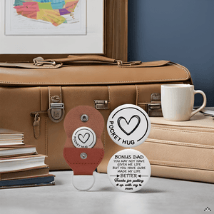 Aesnefe Pocket Hug Token Inspirational Reminder Gifts Mental Health Thinking of You Gift Self Love with PU Leather Keychain