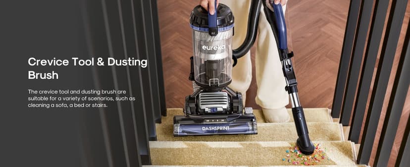 Eureka Upright Vacuum Cleaner for Carpet and Hard Floor,Powerful Vacuum with Dual Cyclone Suction,Swivel Steering,Anti-Tangle,Large Dust Cup,NEU612BL, Blue