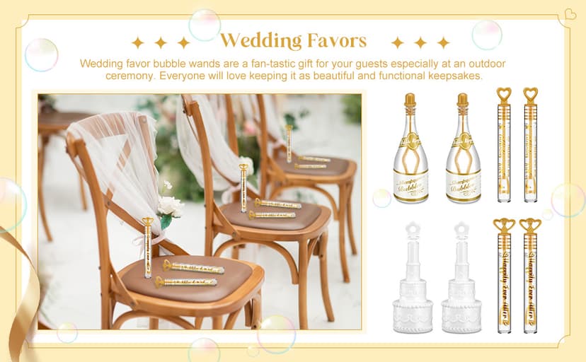 Shappy 100 Pcs Wedding Bubble Bulk Wedding Party Favors Bubble Wand for Guests Send Off with Stickers for Bridal Shower Anniversaries Celebration Goody Bag Stuffers Filler (Gold Heart)