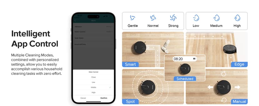 ROPVACNIC Robot Vacuum Cleaner Robot Vacuum and Mop Combo with 4000Pa Suction, Personalized Cleaning Adjustments, Self-Charging Robotic Vacuum Cleaner, Advanced Obstacle Avoidance