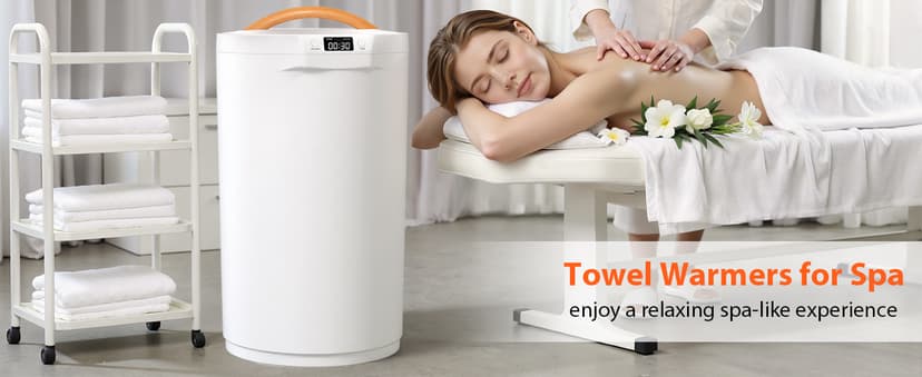 Towel Warmers for Bathroom, 20L Large Towel Warmer Bucket, Fits Up Two 40"X70" Oversized Towels, Bathrobes, Blankets, Towel Heater with LCD, 4 Timer Setting and Auto Shut Off(White)