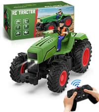 Remote Control Tractor Toy, Kids RC Tractor Set & Truck and Trailer Front Loader - Metal Car Head/8 Wheel/Light, Toddlers Farm Vehicle Toys for 3 4 5 6 7 8 9 Year Old Boys Girls Birthday Gift