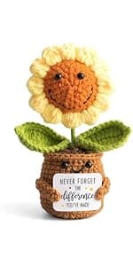 Sister Gifts from Sister - Positive Sunflower Crochet - Side by Side Or Miles Apart Sisters Emotional Sunflower Support Crochet - Birthday, Graduation, Long Distance Gifts for Women, Soul Sisters