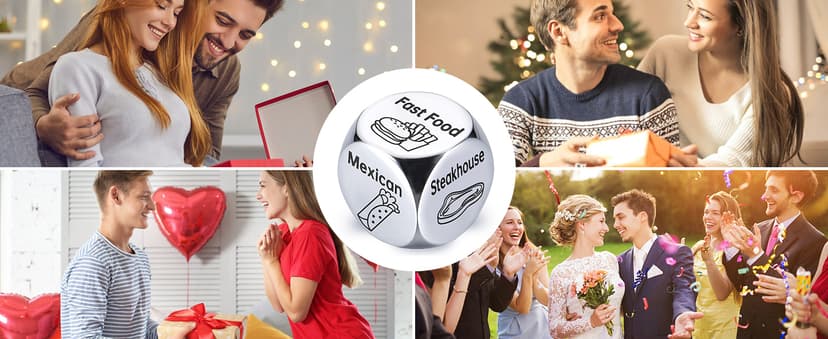 Stocking Stuffers for Men Women Adults: Steel Food Decision Dice Funny Gifts for Him Her Couple Girlfriend Boyfriend Husband Wife Christmas Anniversary Valentines Birthday Wedding Fathers Day