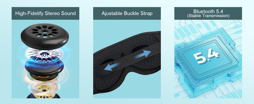 LC-dolida Sleep Headphones, 3D Sleep Mask Bluetooth Wireless Music Eye Mask, Sleeping Headphones for Side Sleepers Sleep Mask with Bluetooth Headphones Ultra-Thin Stereo Speakers Perfect for Sleeping