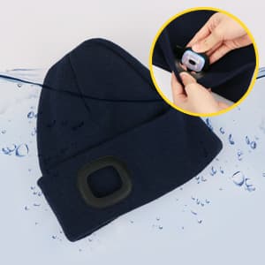 MELASA Unisex Hat with Light, USB Rechargeable Hands Free Headlamp LED Beanie, Winter Gifts for Men Dad Father Husband Him