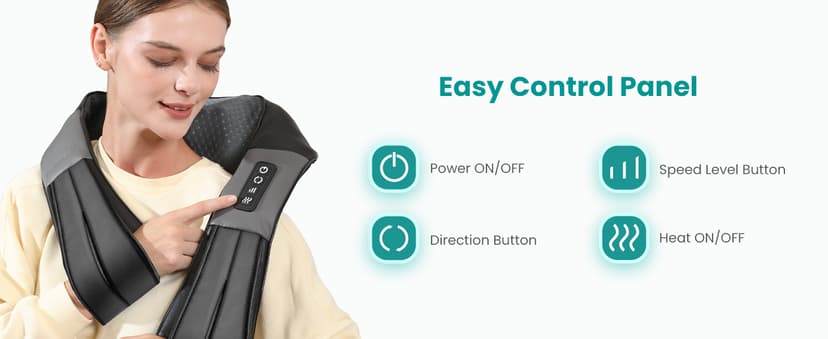 Nekteck Shiatsu Neck Massager for Pain Relief Deep Tissue with Heat, 3D Kneading Massage Pillow Back Shoulder Massagerfor Body Muscle, Plug-in Use for Home Office Car, Gifts for Mom Dad Him Her