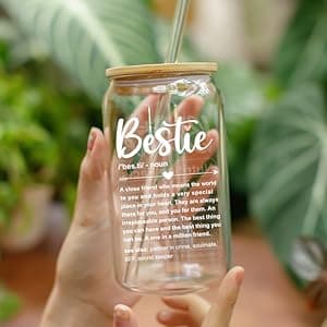 NewEleven Gift For Friends, Bestie - Birthday Gifts for Women Friendship - Unique Friendship Gifts For Women, Friend, Bestie, Bff, Soul Sister, Work Bestie - 16 Oz Coffee Glass