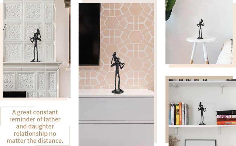 Sziqiqi Dad Gifts from Daughter: Dad Daughter Iron Figurine Father Daughter Decoration for Fathers Day Wedding Christmas Birthday Gifts Statue for Son Husband