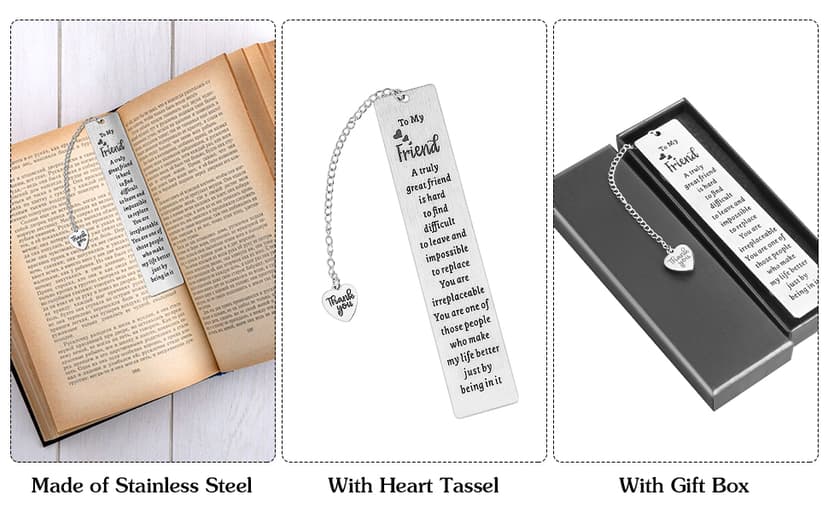 Ouligay Friend Bookmark for Women Book Lovers Gifts Friendship Bookmarks Metal Book Marker for Reading Women Best Friend Gifts for Besties BFF Long Distance Friendship Present Reader Book Club Gifts