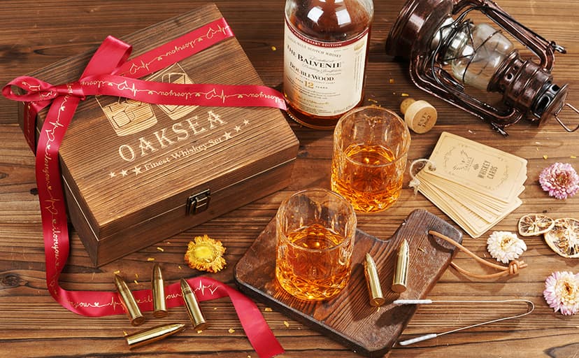 Gifts for Men Dad Husband, Christmas Anniversary Birthday Gifts for Him Boyfriend, Reusable Stainless Steel Whiskey Stones and Whiskey Glasses Set, Cool Burbon Scotch Cocktail Set Gifts