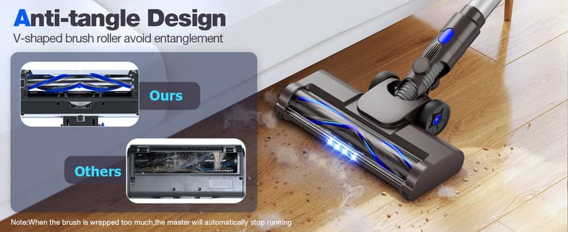 Cordless Vacuum Cleaner, Upgraded 40Kpa Stick Vacuum Cleaners for Home, 8 in 1 Lightweight with Self-Standing, 1.5L Dust Cup & Anti-tangle, Rechargeable Vacuum for Hard Floors Carpets Pet Hair
