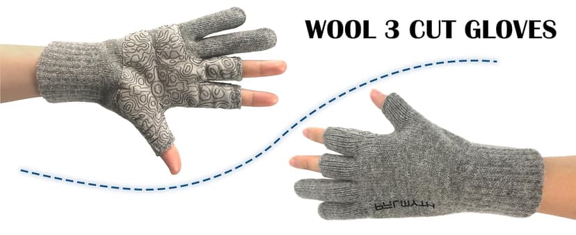 Palmyth Wool Fishing Gloves 3-Cut Fingers Warm for Men and Women Cold Weather Fingerless Gloves for Winter Fly Fishing