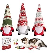 Retro Shaw Christmas Cat Toys, Xmas Catnip Toys for Indoor Cats Kitten Teeth Cleaning, Crinkly Interactive Cat Chew Nip Kitty Kicker Toy Santa Claus Trees Snowman, 5 Pack