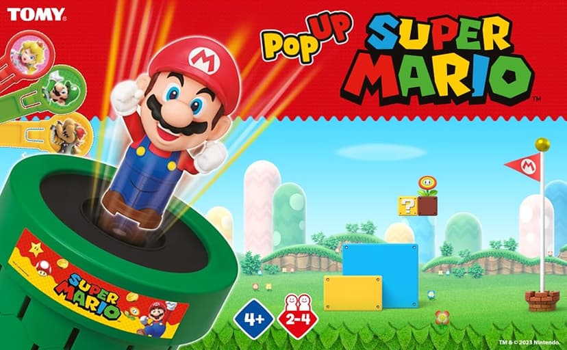TOMY Pop Up Super Mario Board Game - Family and Preschool Games for Family Game Night - Kids Activities and Super Mario Toys - Girls and Boys Games - 2-4 Players - Ages 4 Years and Up