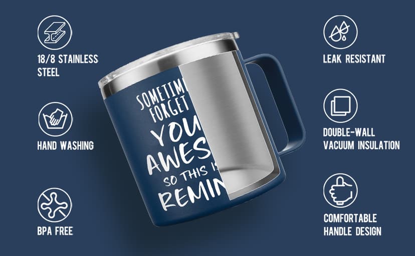 NOWWISH Birthday Gifts for Men - Awesome Coffee Mug, Inspirational & Holiday Presents for Men Him Boyfriend Husband, 14oz Navy Blue