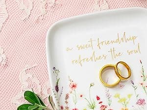 Crisky Jewelry Ring Dish for Women Christian Gifts Trinket Tray Inspirational Friendship Gifts for Friend Birthday Jewelry Tray for Her Sisters Besties Verse: Sweet Friendship –Proverbs 27:9