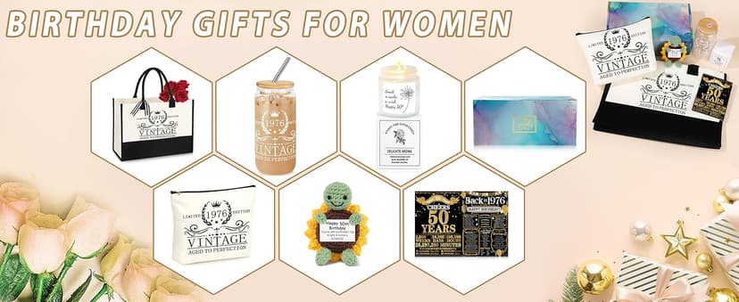 40th 50th 60th Birthday Gifts for Women Tote Bag Birthday Gifts Set for Mom Wife Sister Grandma Birthday Gifts for Her