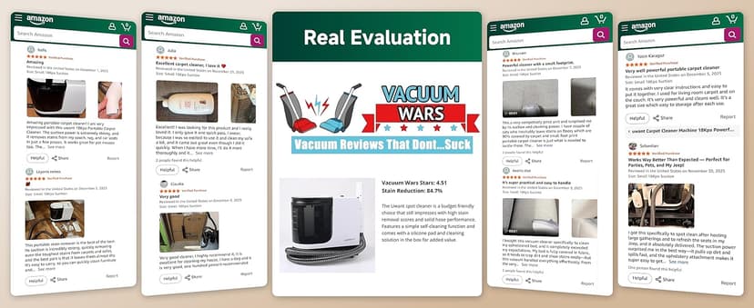 uwant Carpet Cleaner Machine 18Kpa Powerful Suction, Portable Carpet Cleaner for Pet Stains with Cleaning Tools&Solution Self-Cleaning Upholstery Cleaner for Car, Couch, Rug, Spot