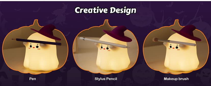 Luditek Cute Ghost Night Light Lights, Silicone Dimmable Ghost Lamp Desk Decor for Halloween Decorations Indoor Home Room Office Table, Halloween Gifts for Women, Girls, Kids