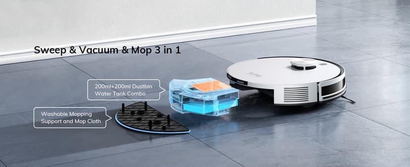 ILIFE A30 Pro Robot Vacuum and Mop, Self Emptying Station for 60 Days, 5000Pa Suction, LiDAR Navigation, No-Go Zones, 2.4G WiFi/App/Alexa/Remote Control, Roller Brush for Carpet, Hard Floors, 110V