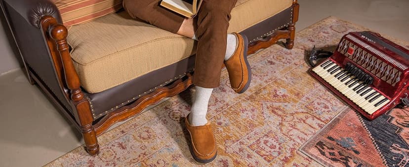 Zigzagger Men's Slip On Moccasin Slippers, Indoor/Outdoor Warm Fuzzy Comfy House Shoes, Fluffy Wide Loafer Slippers