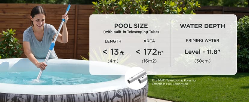 InoKraft Pool Vacuum for Above Ground Pool, Cordless Handheld Pool Vacuum for Inground Pools, Rechargeable Pool Cleaner with Powerful Suction up to 18.5 gallons/min, Ideal for Leaves, Debris, Blue