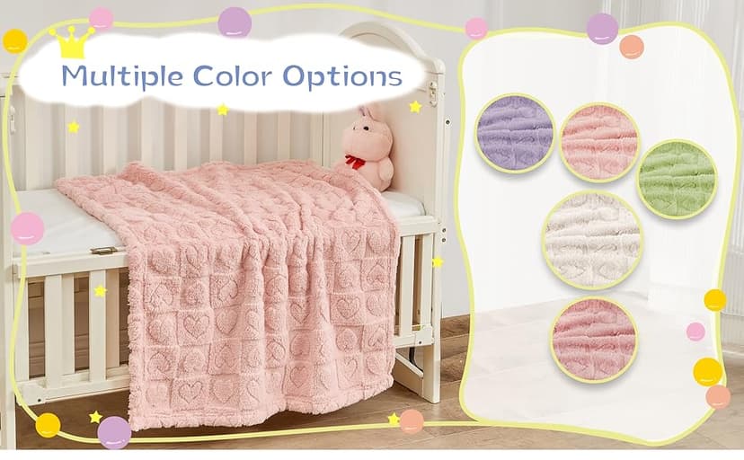 Yurhap Fleece Baby Blanket Heart Checkered Blanket, Ultra Soft Cozy Baby Blankets for Girls Boys, Fluffy Infant Toddler Newborn Receiving Blankets for Crib Stroller 30”×40” (Light Pink)