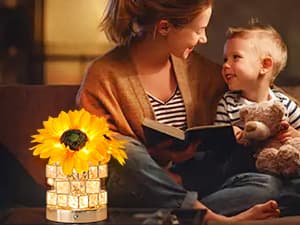 Sunflowers Flower Lamp,Rechargeable Cordless Touch Table Lamp,3-Colour Infinitely Dimming Small Night Light,Festival Restaurant Bedroom Bar Coffee Shop Birthday Gifts for Women Mom