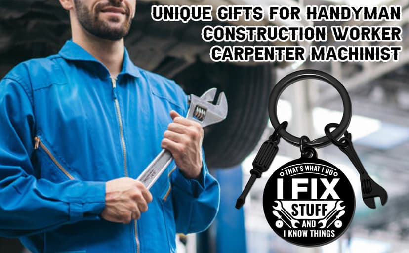 Cool Mechanic Gifts for Men Unique Maintenance Man Gifts for Him Handyman Construction Worker Carpenter Machinist Dad Keychain Thoughtful Christmas Birthday Fathers Day Presents