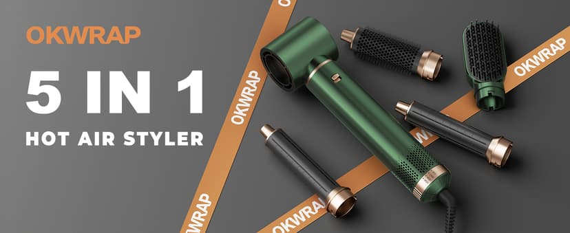 5 in 1 Blow Dryer Brush, Upgrade Hair Dryer Brush Set Negative Ion Air Styler Curling Wrap Air Curler, Hot Air Brush Curling Iron Hair Styling Tools As A Gift for Straight/Curl/Dry/Smooth