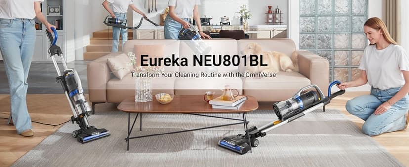 Eureka Pet Upright Vacuum Cleaner for Carpet and Hard Floor, Powerful Bagless Vacuum Cleaner for Home with HEPA Filter and Pet Tool, OmniVerse NEU801BL with QuickShift Technology, Blue