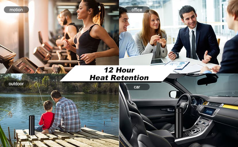 Smart Water Bottle Stainless Steel Vacuum Flask,Travel Mug with Smart LCD Touch Screen, Keep Hot Or Cold, Car Portable Travel Tea Coffee Vacuum Thermo Cup,Insulated Water Bottle (Blue)