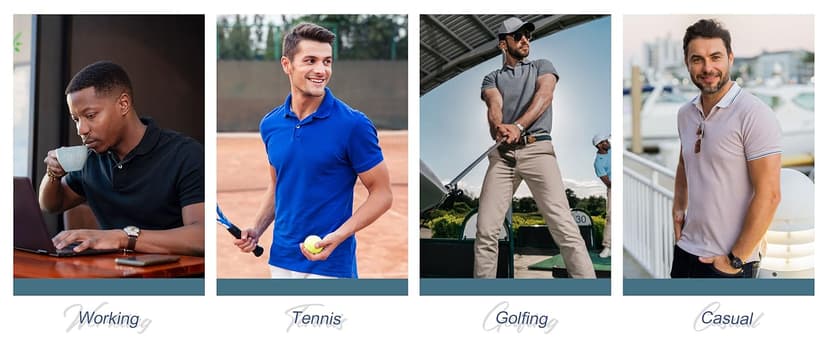 Obla Mens Golf Polo Shirts Short Sleeve Dry Fit Performance Moisture Wicking Casual Print Collared Golf Shirts for Men