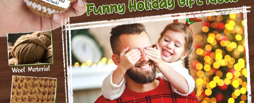 Dad Gifts from Daughter Son Wife, Positive Handmade Crochet Dad Birthday Gift, Funny Cute Small Gifts for Dads, I Love You Girl Papa Gift Idea, Unique Doll for Step-Dads Football