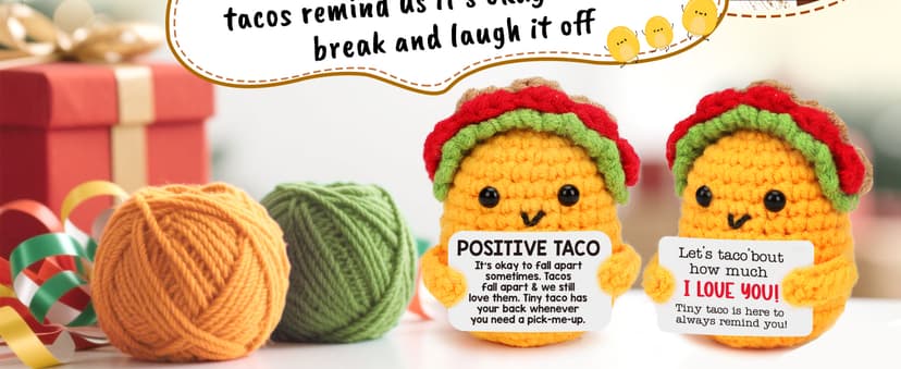 Positive Crochet Taco Christmas Birthday Gifts for Women Men Self Care Son Back to School Mom Dad Daughter Sister Friend Coworkers Relaxation Gift Desk Home Fall Decor Emotional Inspirational Support