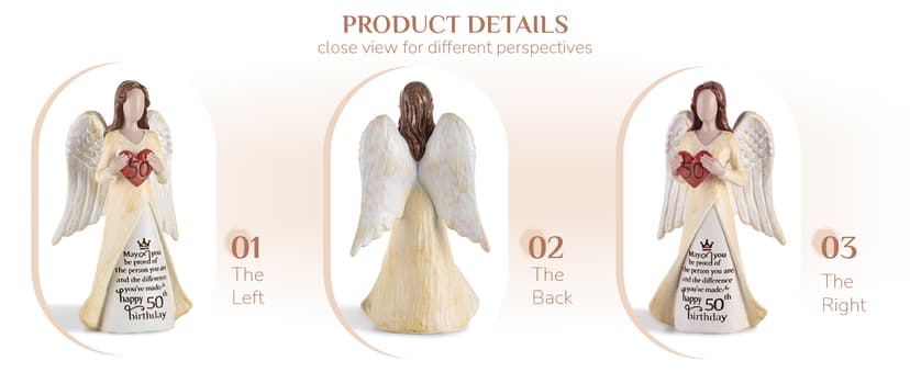 50th Birthday Gifts for Her Women: Happy Birthday Gift for Friends Besites Sisters Daughter Mom 50 Year Old Woman Birthday Angel Figurine