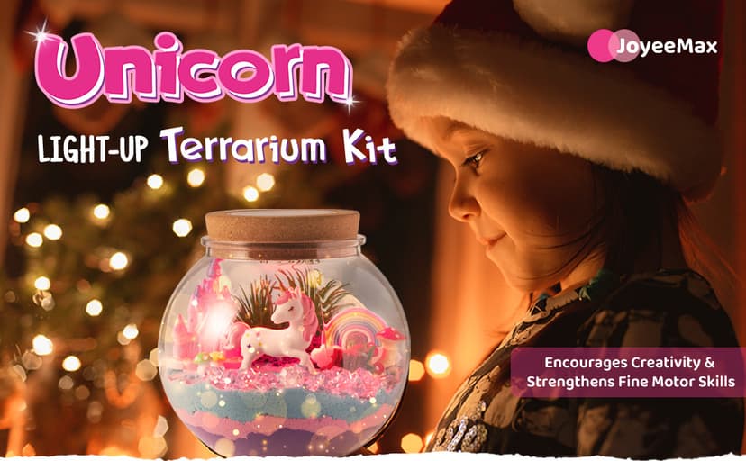 Unicorn Light-Up Terrarium Kit for Kids - LED Night Light Birthday Gift for Girls Ages 4 5 6 7 8-12 Year Old - Unicorn Toys for Girls - DIY Arts and Crafts Kit for Kids