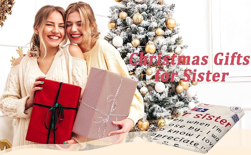 Niyewsor Sister Birthday Gifts, Sister Gifts Blanket, Sisters Gift from Sis, Present for Sisters on Mothers Day, Christmas, Dear Sis Airmail Throw Blanket, 60" * 50"