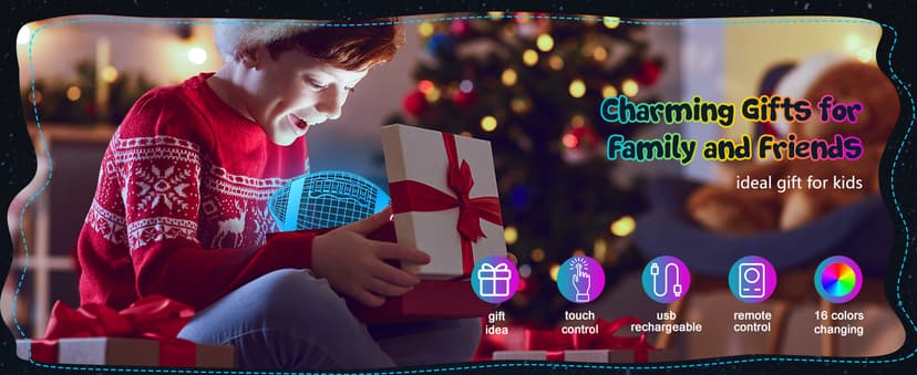 Linkax Football Gifts Stocking Stuffers for Kids Teens Boys Girls, Rugby 3D Illusion Night Light Christmas Gifts for Kids, 6 7 8 9 10 11 12 13 Year Old Birthday Presents Room Decor, Toys for Ages 8-13